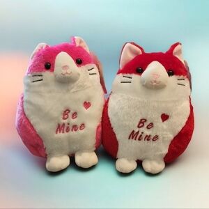 💖Be Mine Plush Cat Set - Pink and Red